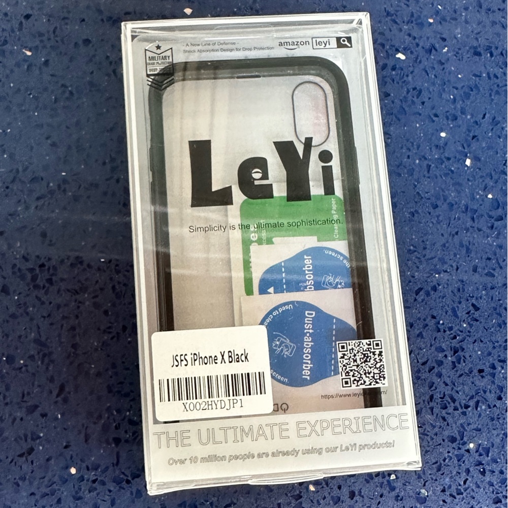 Leyi iphone X case clear case with black edges and face protector